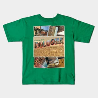 Greetings from Bologna in Italy Vintage style retro souvenir Kids T-Shirt